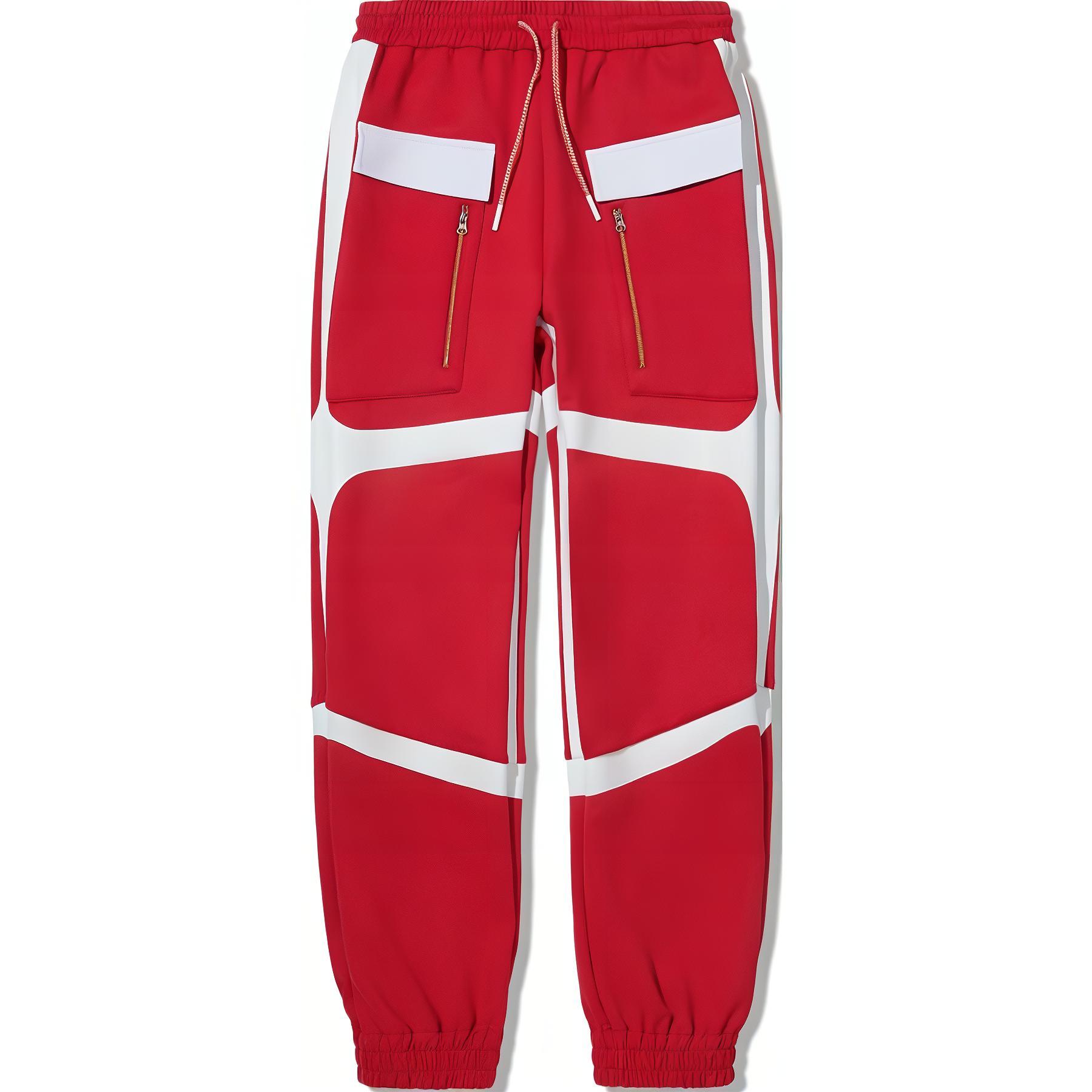 

Li Ning Спортивные брюки с цветовыми блоками, средней посадки, на шнурке, удобные, дышащие, с манжетами, вязаные, женские, цвет Honor-Red AKLUE04-1 S
