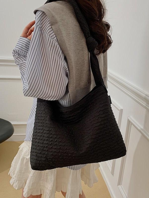 2026 Summer Stylish Large Capacity Women's Tote Bag - Gentle Texture, Plain Color, Shoulder/Handheld