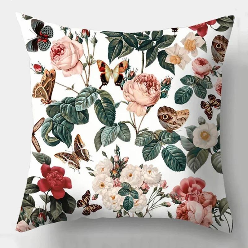 Elegant colorful bright floral decoration sofa cushion pillow case living room bedroom decoration cushion cover home decoration