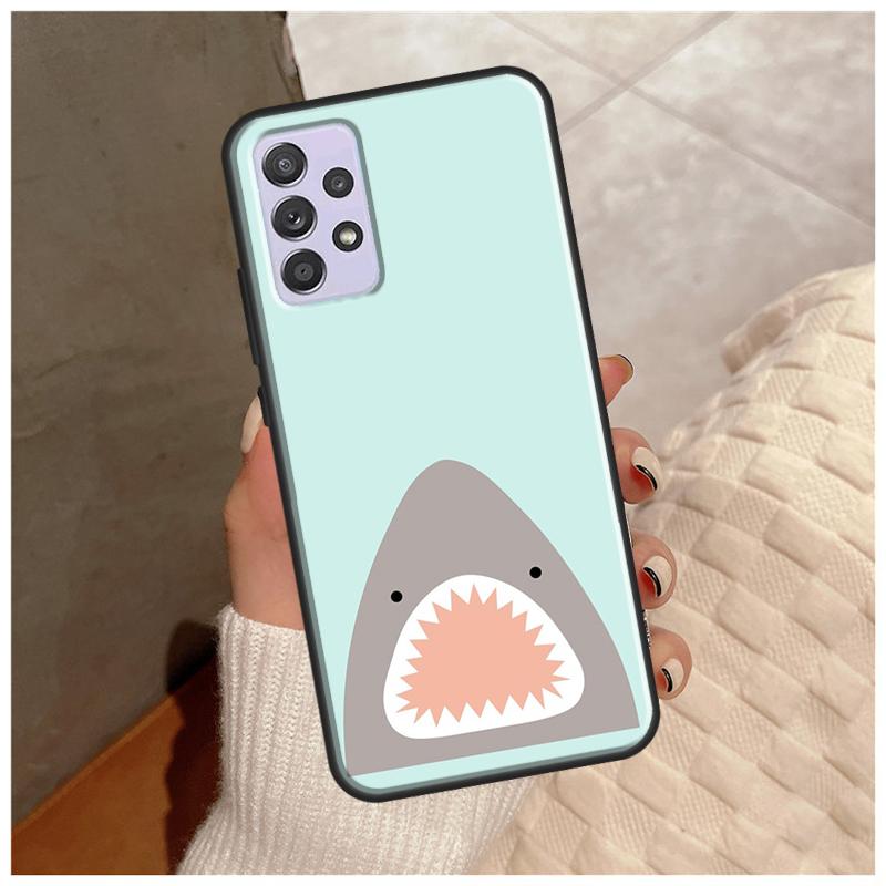 Cartoon Sharks Case For Samsung Galaxy A14 A34 A54 A12 A22 A32 A42 A52 A13 A23 A33 A53 A50 A51 A71 Cover
