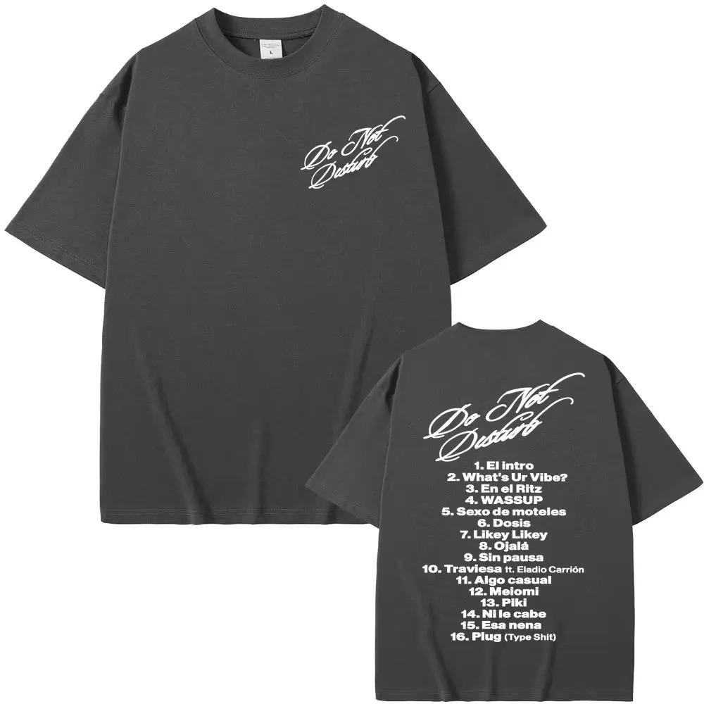 Do Not Disturb Album Tracklist Dual-Sided Minimal Script Oversized T-Shirt Casual Hip-Hop Streetwear Unisex Black T-shirt