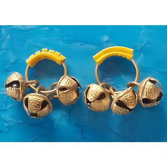 RSINC Premium Brass Ghungroo Bells Indian Anklets - Pooja Room Brass Decorative Bell | Brass Ghungroo Kadi for Pooja Aarti, Wedding, (2 PC)