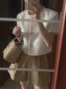 Korean Summer Round Neck Bubble Sleeve Short Jacket for Women