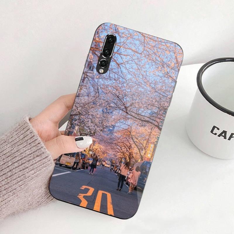 Красивый японский чехол для телефона с изображением вишни для Huawei P50 P40 P30 P20 Pro Mate 40 30 20 Pro Nova 9 8 7 PC Стеклянный чехол для телефона Huawei P50 Pro