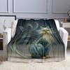 Elegant Blue Fantasy Cat Design Patterned Flannel Blanket Perfect for the Bedroom Living Room, Sofa, or a Little Nap