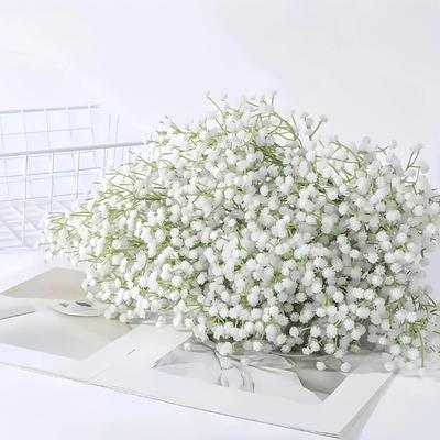 15pcs Artificial Flowers-Realistic White Plastic Gypsophila Bouquet for Weddings,Engagements,Valentine’s Day & Summer Home Decor