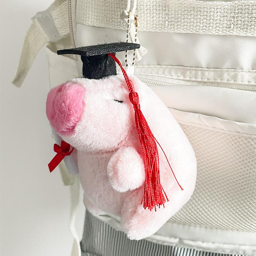 Cute Graduation Cap Capybara Stuffed Animal Bag Charm For Throwing Graduation Season