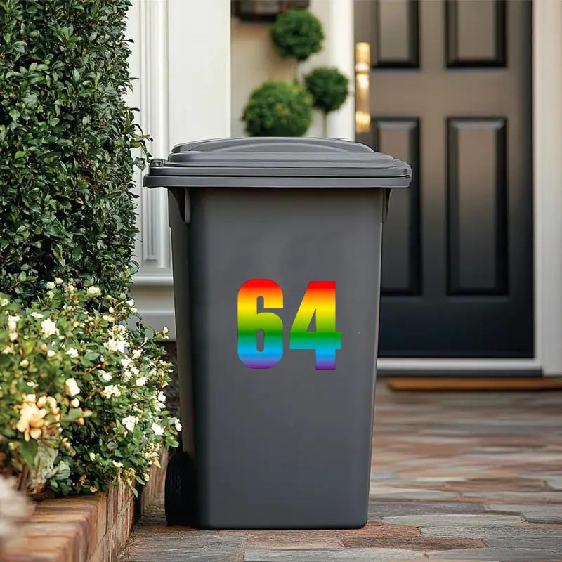 Colorful Wheelie Bin Stickers Large Dustbin Number Stickers Self-Adhesive 0-9 17.5Cm Height For Garbage Bins Mailboxes Garage