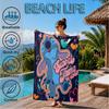 Cartoon Hawaii Artwork Printed Microfiber Beach Towel, Soft And Absorbent, Quick-Dry, Ideal for Summer Travel, Beach Essential, Swimming Pool