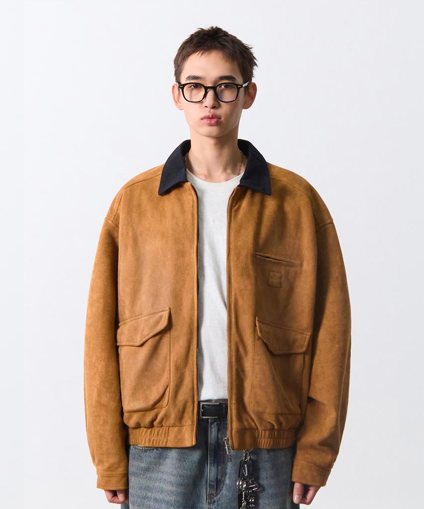 Dimitri Black 2Way Fade Wash Detroit Suede Jacket_Brown