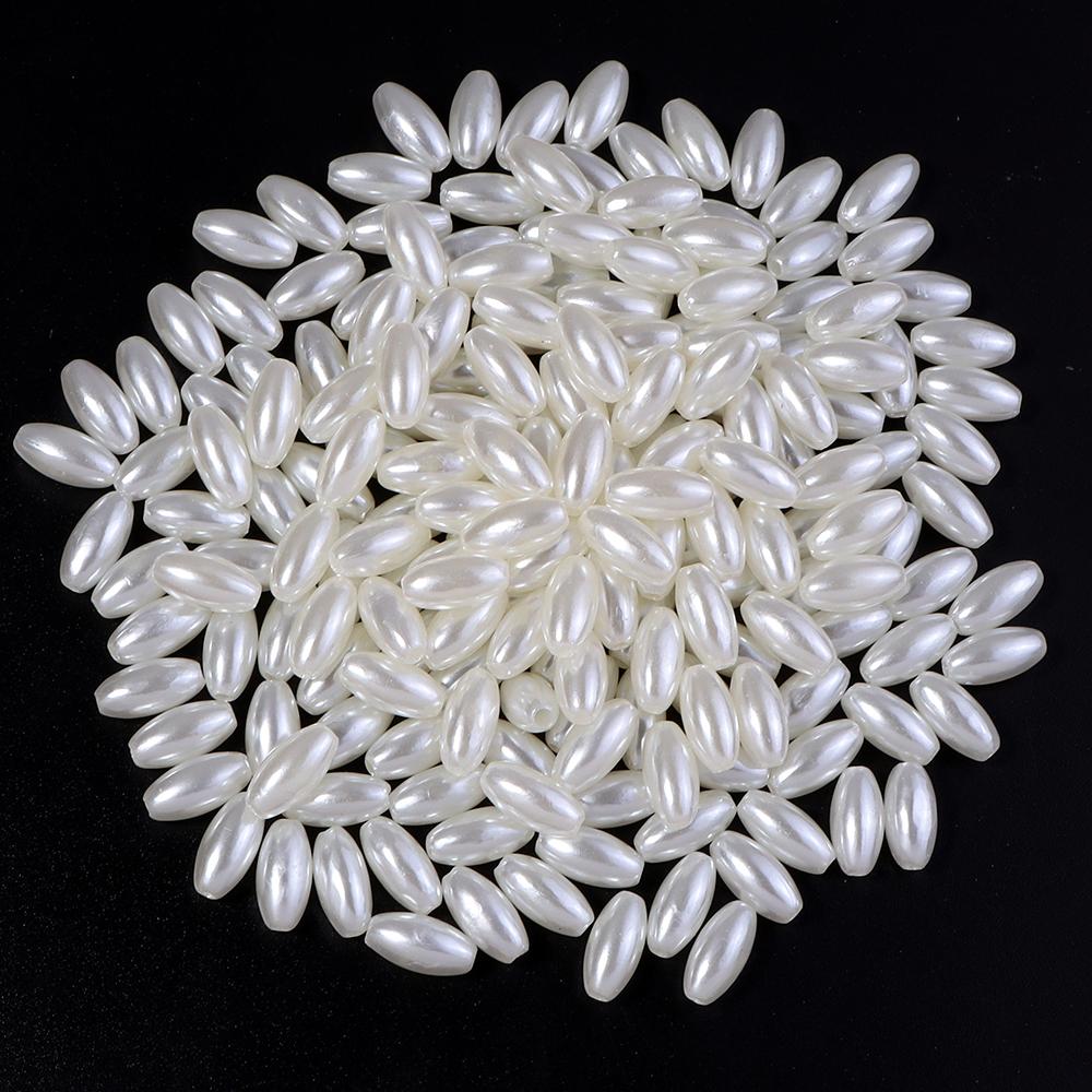 200-500pcs Beige Imitation Pearl Beads Oval Rice Beads Loose Spacer Beads For Jewelry Making DIY Bracelet Necklace Accessories