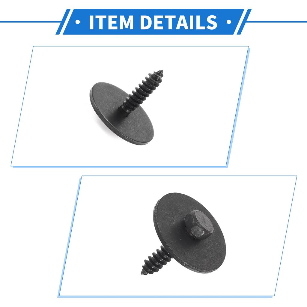 VekAuto 10 Pcs Car Fender Liner Splash Shield Bumper Cover Screw Durable Metal Black