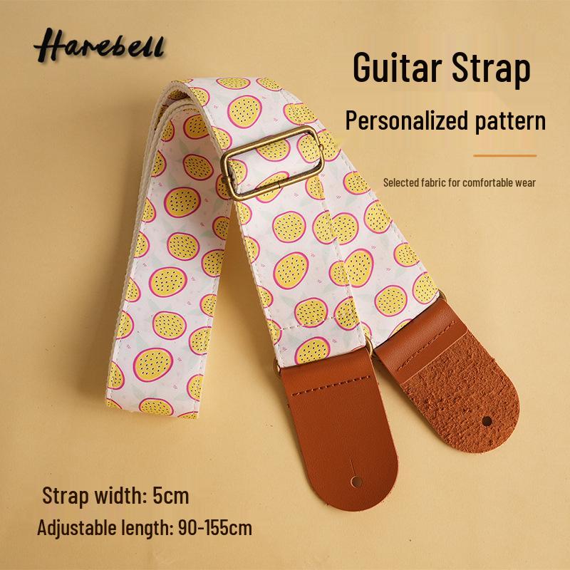 

New Arrival Adjustable Non-slip Cartoon Guitar Strap - White Passion Fruit Print, Model PO-027 90-155 cm Adjustable