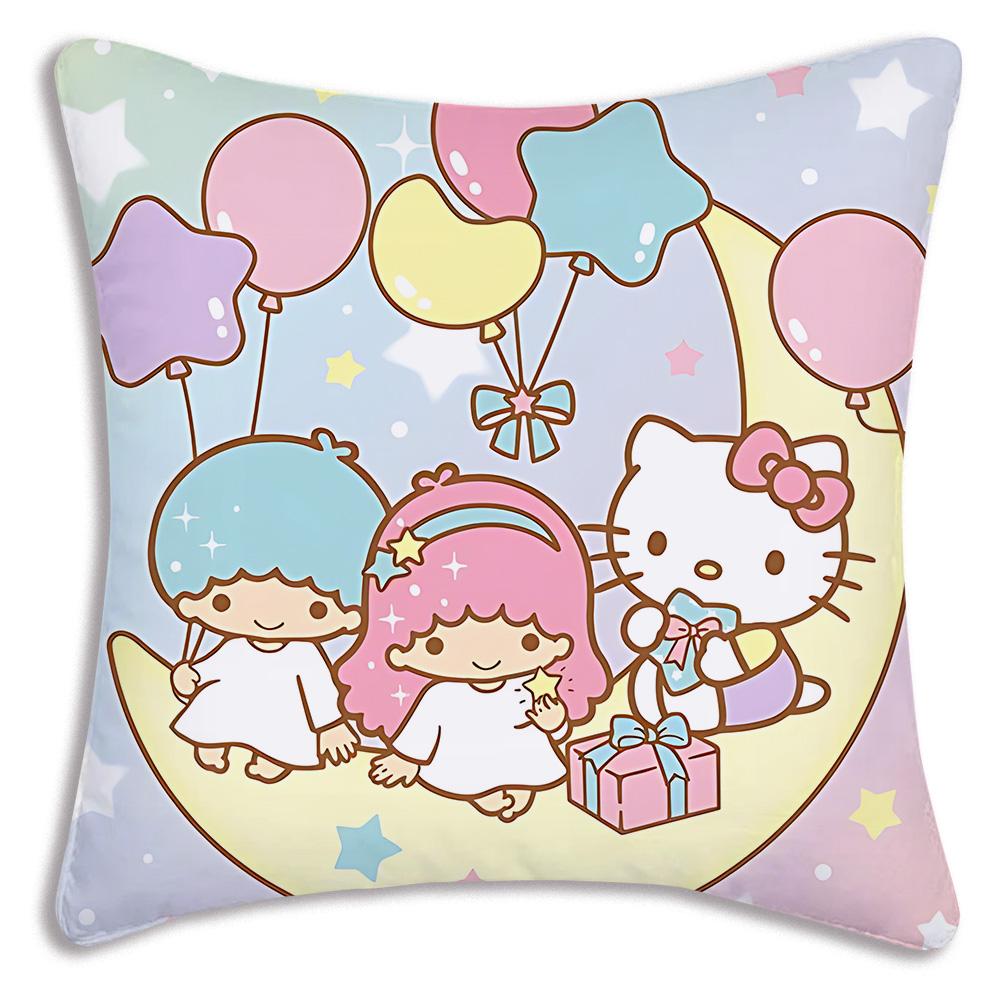 Littletwinstars Sanrios Pillow Covers Cartoon Sofa Decorative Home Double-Sided Printing Short Plush Cute Cushion Cover