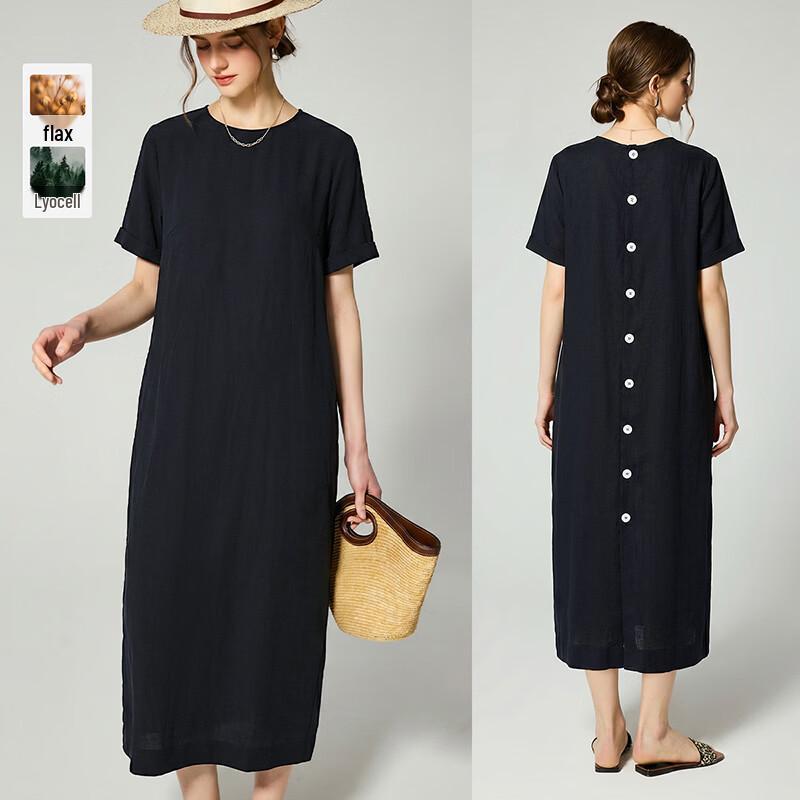 Wudao Tencel Linen Blend Relaxed Straight Dress L