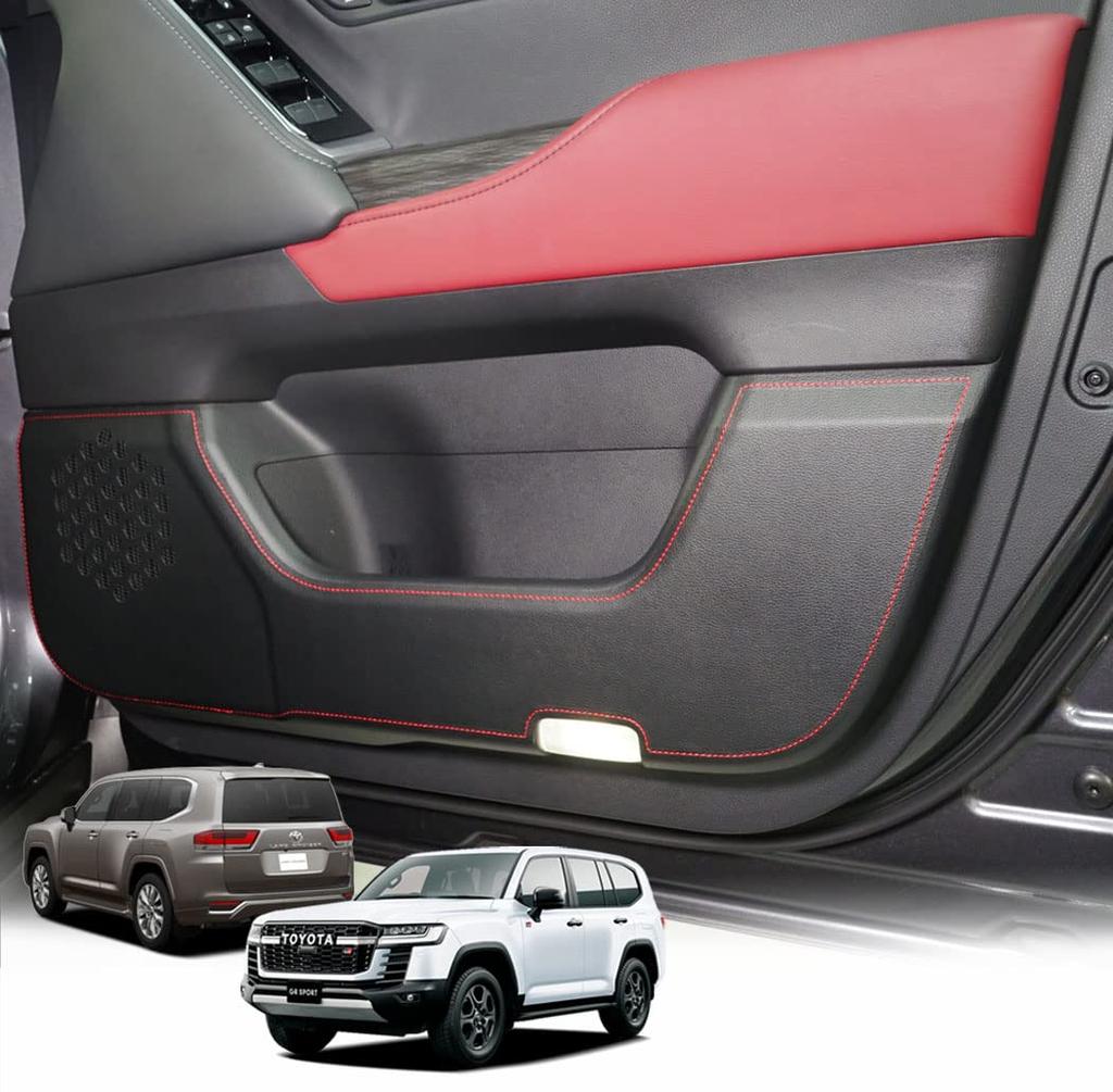 Compatible with Toyota Land Cruiser 300 Series Color Door Kick Guard Set Door Kick Mat Door Trim Cover Scratch Prevention Cover Interior Parts Red