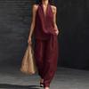 2026 New European and American Style Sleeveless Loose Shoulder Suit Women's Summer Casual Wide-leg Pants Two-piece Fashion Trendy