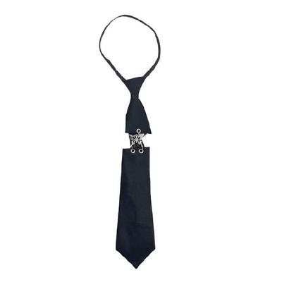 Aesthetic Punk Metal Butterfly Link Necktie for Student Japanese Pre Tied Adjustable Black Ties for Uniform School Shirt