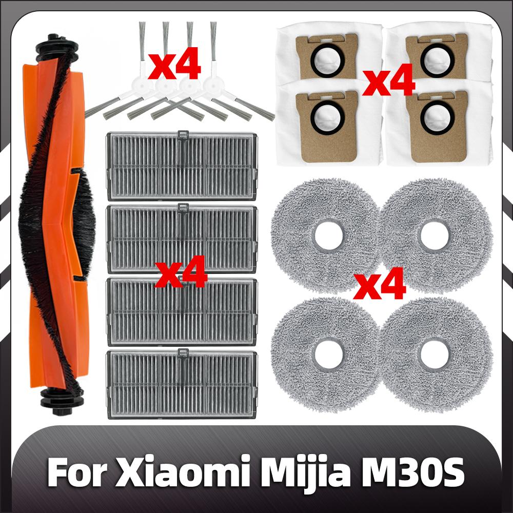 Compatible for Xiaomi Mijia M30s Replacement Main Side Brush HEPA Filter Mop Pads Dust Bags Spare Parts Accessories