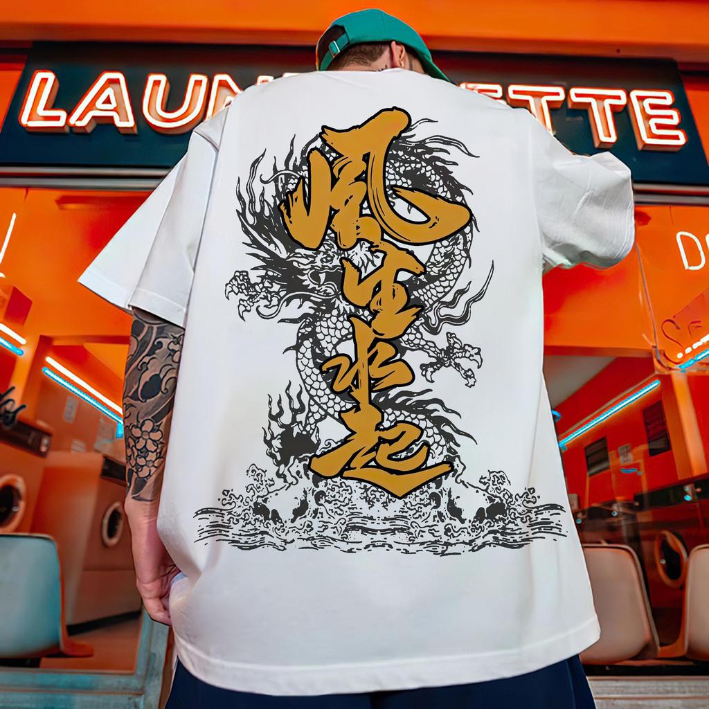 Camiseta de moda para hombre, ropa masculina con estampado chino en 3D, camisetas casuales de verano de manga corta, camisetas holgadas de gran tamaño, camisetas de calle 2024