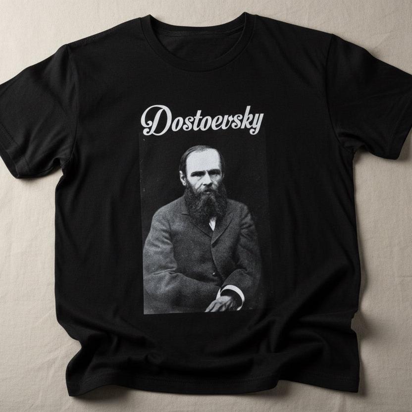 Fyodor Dostoevsky T-Shirt | Brothers Karamazov Author Tee | Classic Literature Top | Writer Portrait Shirt | Book Lover Apparel