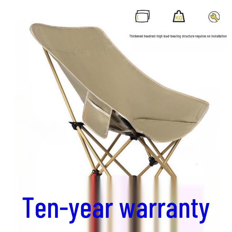 Foldable Outdoor Chair with Cotton Padding - Reclining Moon Chair for Camping, Fishing, and Lunch Breaks