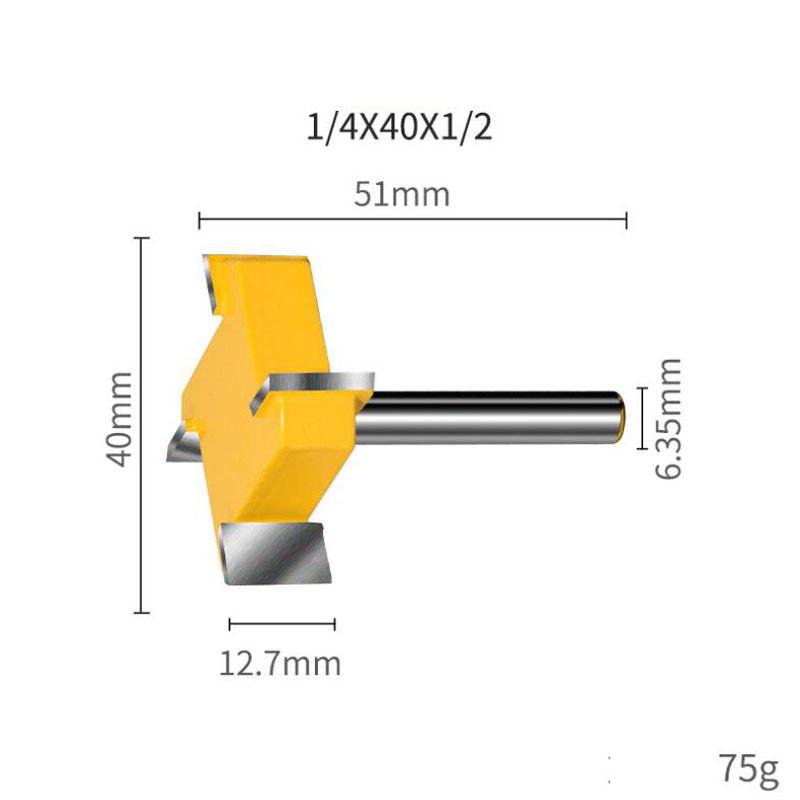 

4-зубная фреза для пазов Т-образного типа, хвостовик 6,35 мм, D 40 мм, деревообрабатывающий инструмент, фрезерные биты для кромочной машины D