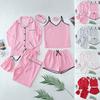 Women'S 7-Piece Satin Pajama Set Sexy Cami Top Button Down