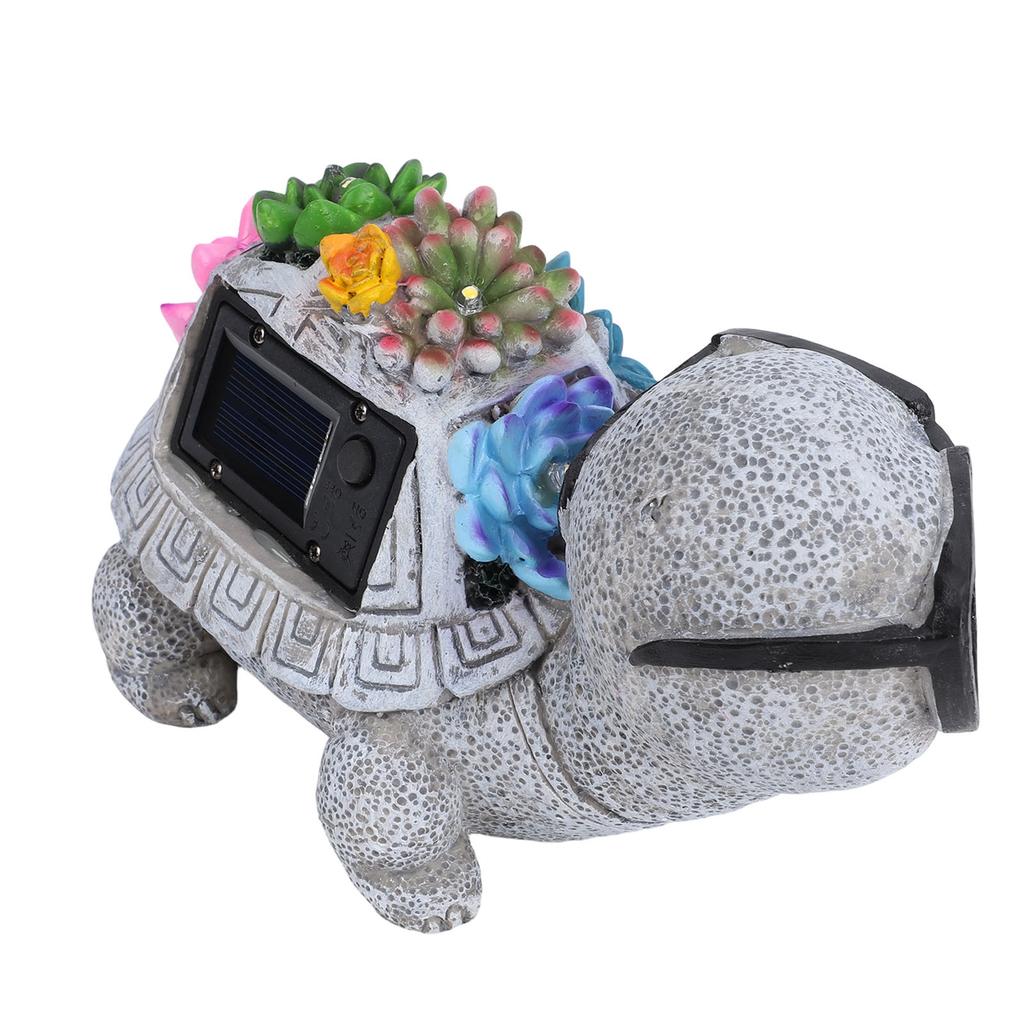Solar Powered Turtle Statue Resin Water Proof Turtle Figurine LED Light Decorative Ornament for Outside Yard Lawn Patio
