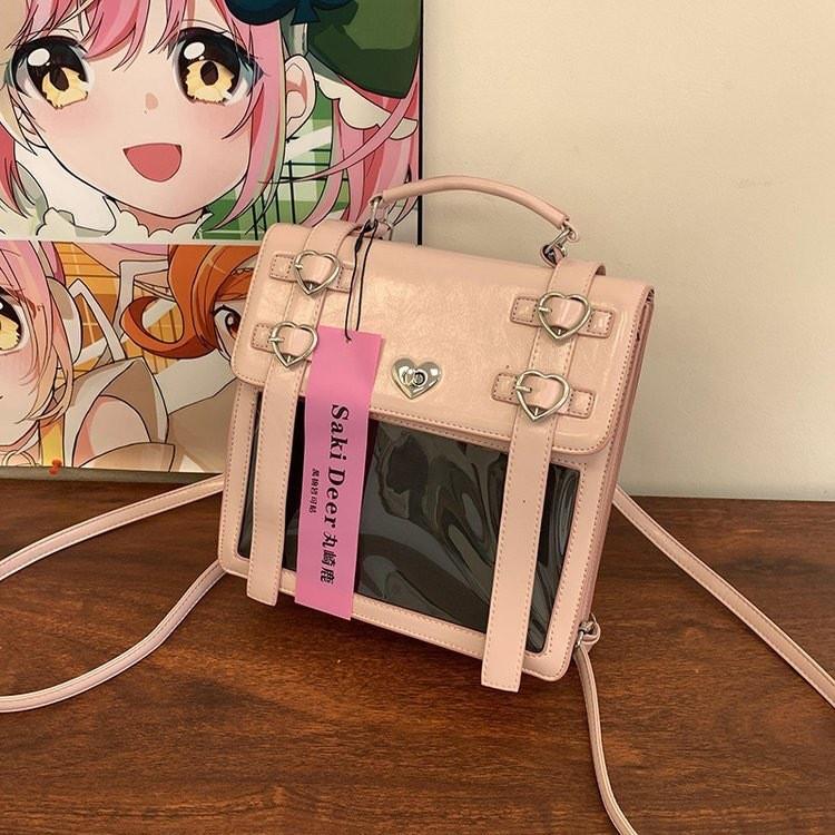 Style Japanese Solid Color Backpack Outdoor Large Capacity Transparent Itabag