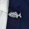 Plated Hollow Fish Bone Brooch Elegant Corsage Pin Stainless Steel Brooch  Clothes Accessories