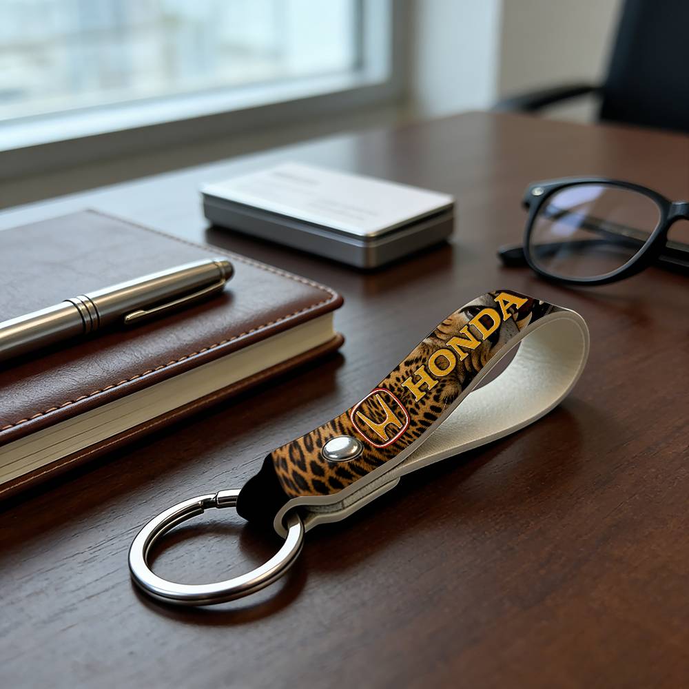 For Honda High Quality PU Leather Moto Keychain Vintage Style Key Pendant For Scooter Motocross aia256