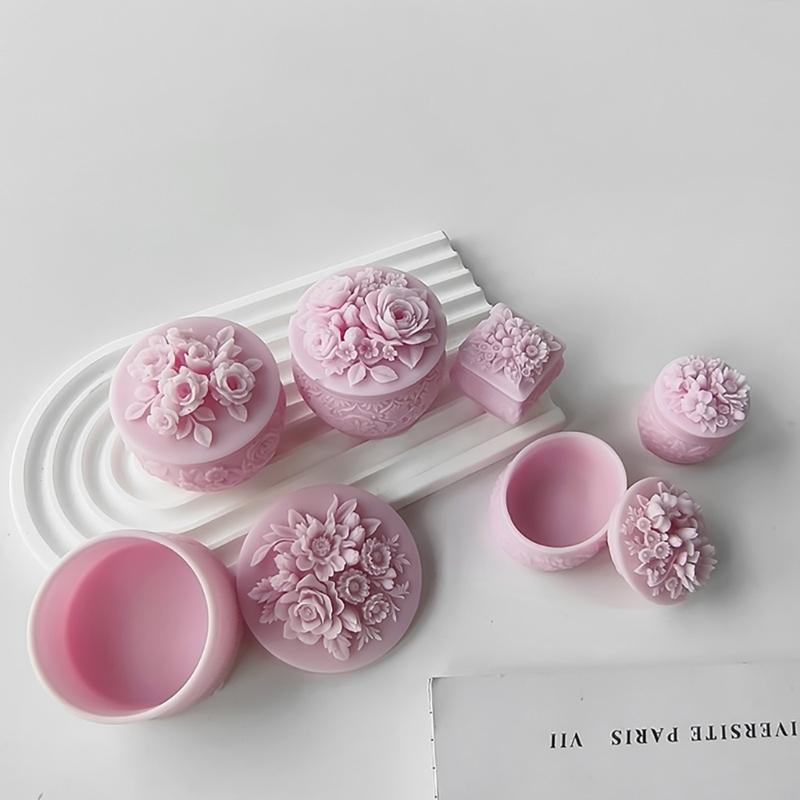 Flower Storage Jar Mould Jewelry Organizer Silicone Mold Concrete Plaster Storage Box Molds for Organizing Enthusiasts