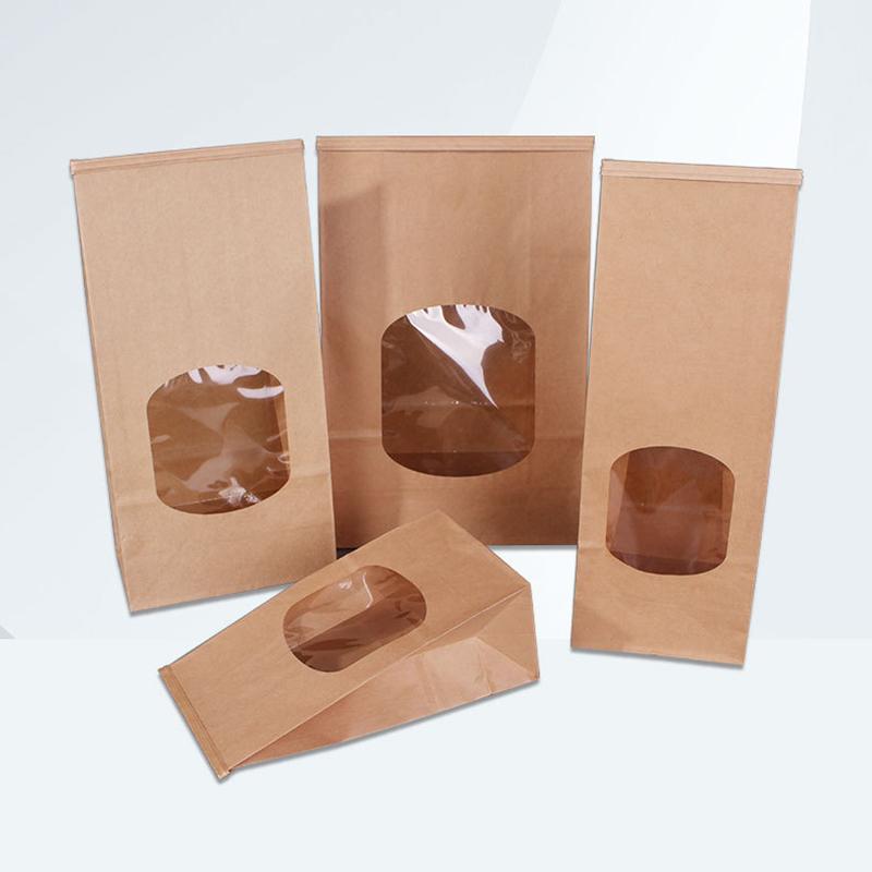 10Pcs Bakery Bags, Window Sealing Kraft Paper Bags for Cookie Sandwich Bread Snack Foods -Takeout Bags, Party Wedding Supplies