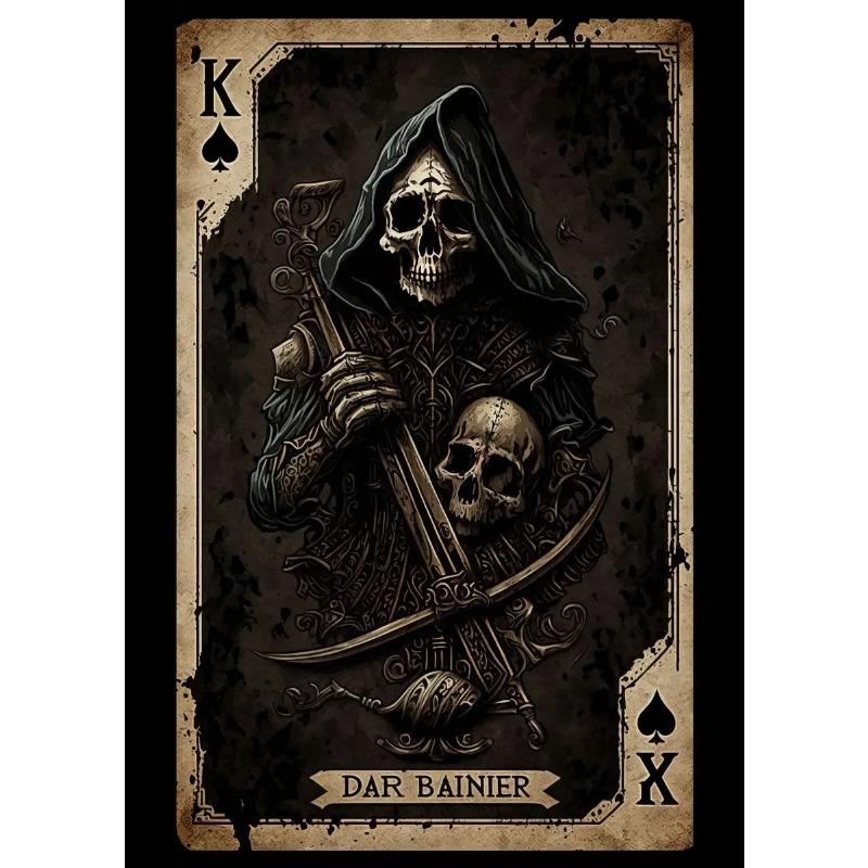 Playing Cards Canvas Painting Fire Skull Card Poster Print Poker for Living Room Wall Art Home Decor