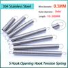 304 Edelstahl S-förmiger offener Haken Zugfeder Rückstell-Dehnungsfeder Drahtdurchmesser 0,3 mm Außendurchmesser 3 mm L: 10~300MM