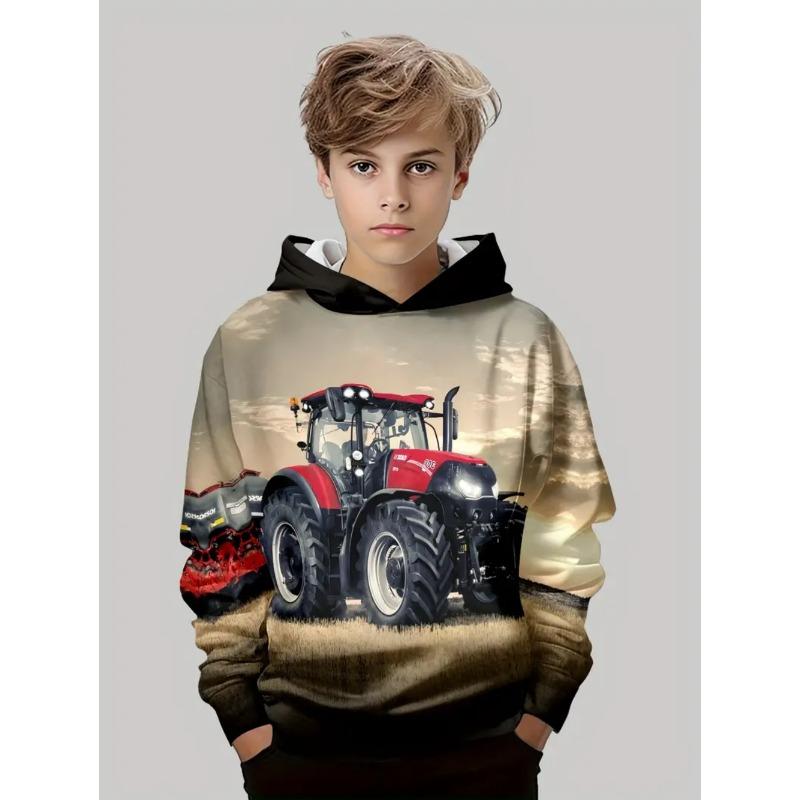 Jungen Mode 3D Druck Auto Traktor Hoodies Kinder Sweatshirt Hoodies Jungen Oberteile Herren Trainingsanzüge Outdoor Kleidung Outdoor Hoodies
