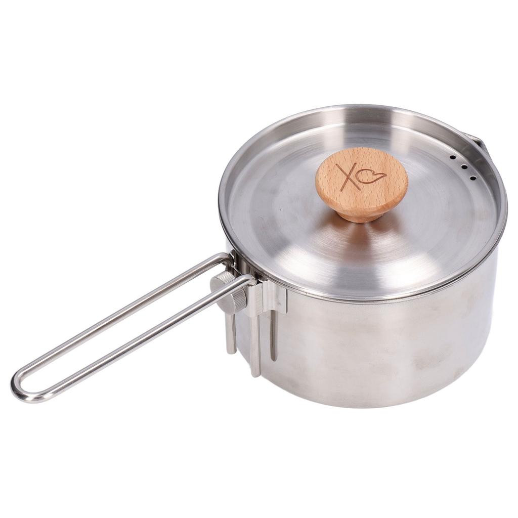 1000ml Camping Pot Stainless Steel Portable Outdoor Tea Coffee Pot with Detachable Handle for Picnic Hiking