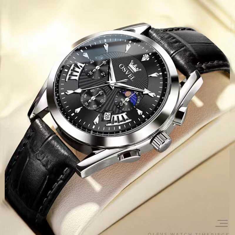 Men S Watch Business Men S Watch Three-Eye Calendar Casual Roman Watch High-End Temperament Quartz Non-Mechanical Watch