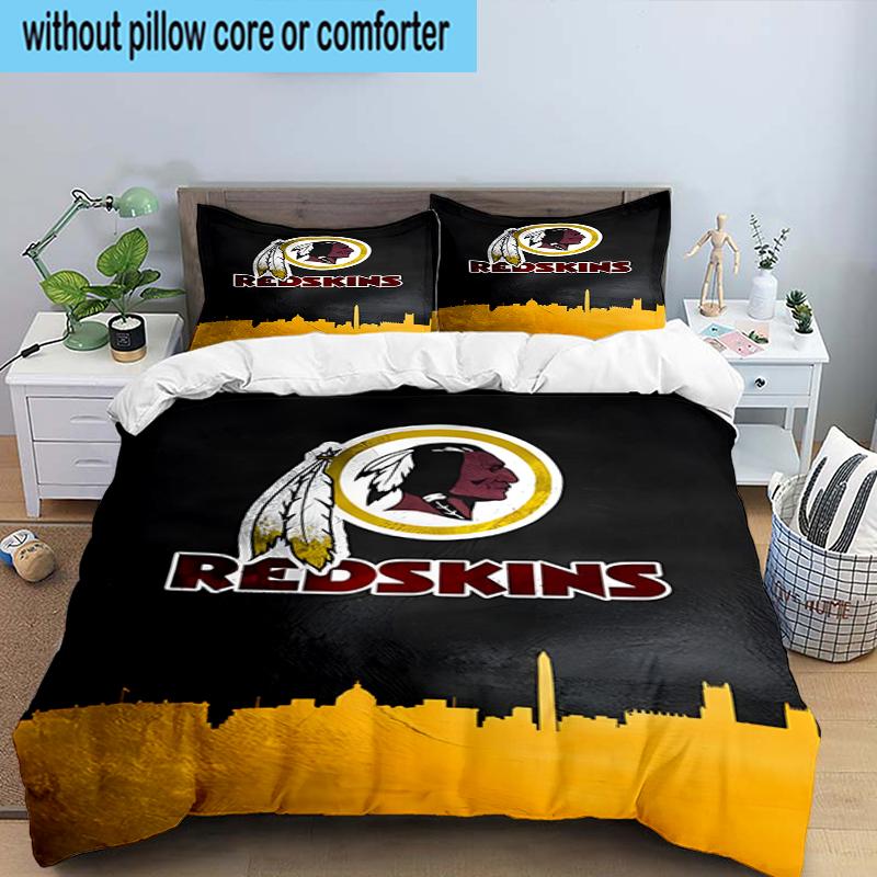 Washington Redskins 3PCS Bedding Set 2D Printing (Includes 1 Duvet Cover + 2 Pillowcases Coreless), Bedroom decor,Fan gift