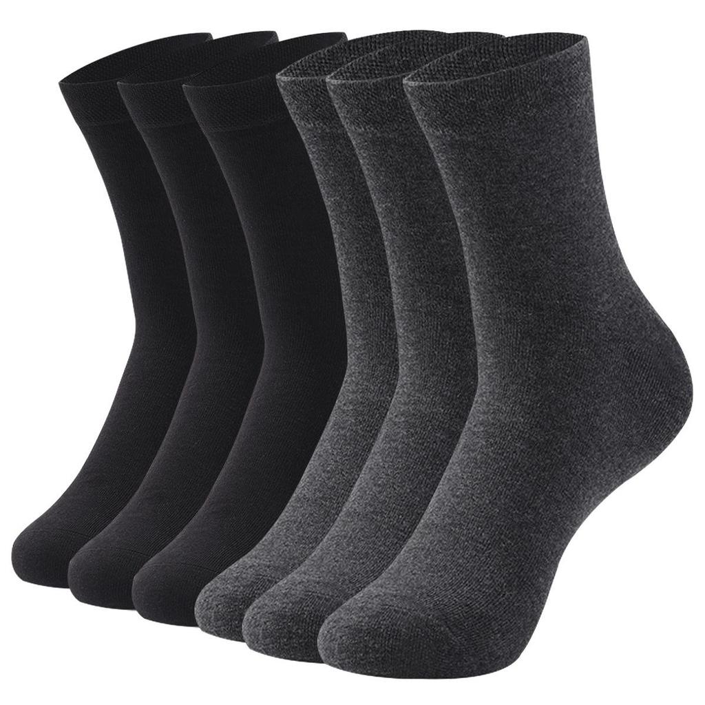 6 Pairs Men's Large Seamless Sweat-Absorbing Odor-Resistant Mid-Calf Socks for Autumn/Winter