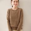 Women's Thick Cashmere Sweater - Autumn/Winter, Round Neck, Saddle Shoulder, Loose Fit, Lace Sleeve