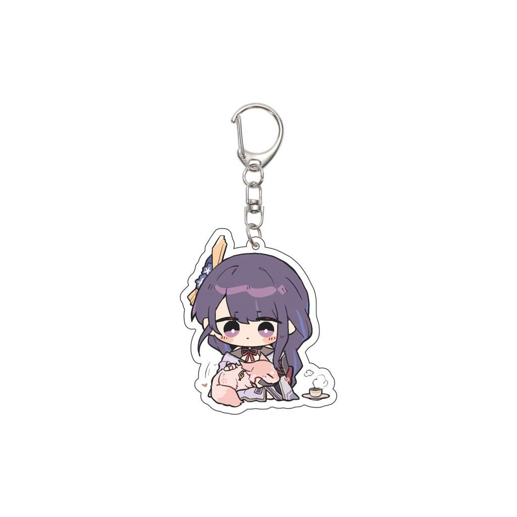 55MM Anime Genshin Impact Keychain Beelzebul Key Chain Acrylic Model Plate Christmas Gifts