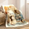Playful Kittens with Phones Print Flannel Throw Blanket - Soft Warm All-Season Multi-Use Office Camping & Travel Blanket - Perfect