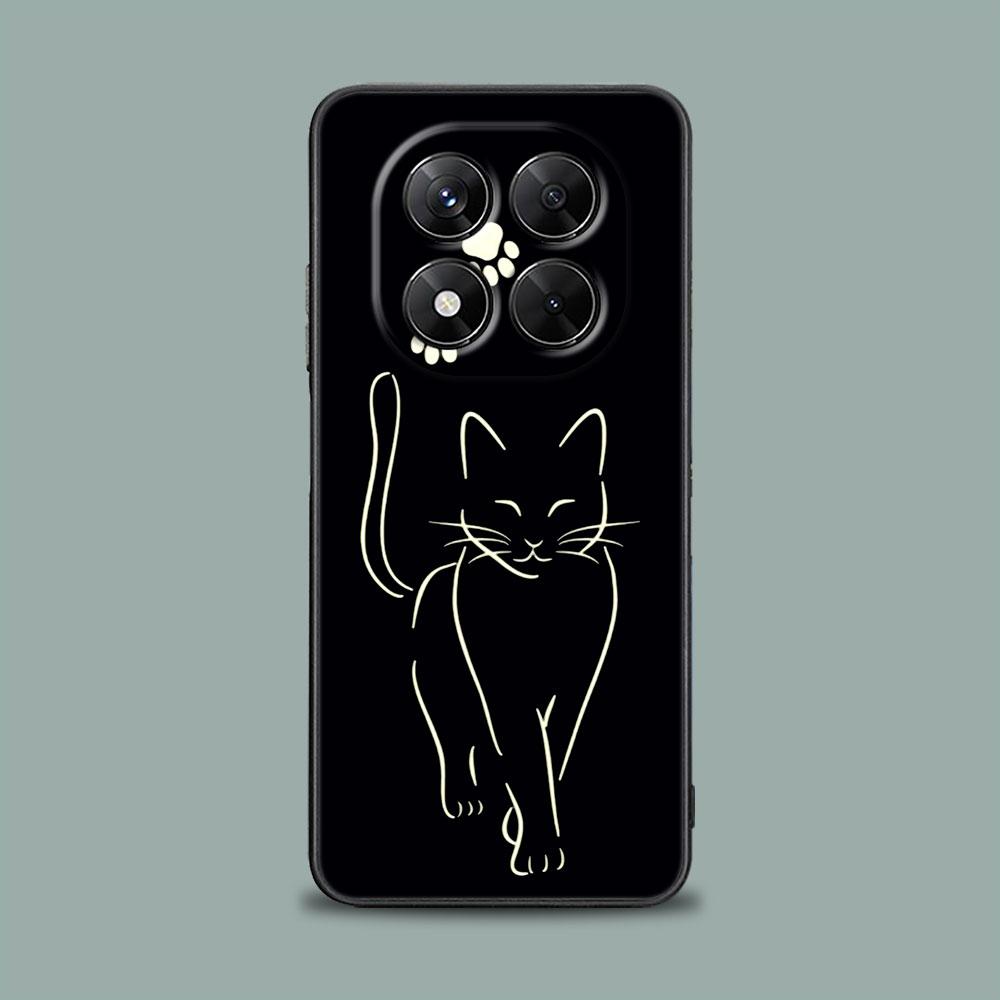 Phone Case for Xiaomi Redmi 15C 14C 12C 13C Redmi Note 15 14 13 12 11 10 Pro Plus 5G 12S Silicone Cover Funny Cute Cat Line Art