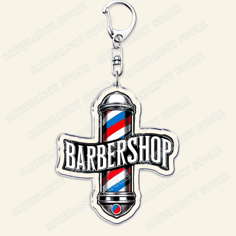 

Barber Shop Keychains for Accessories Bag Barbershop Scissors Hairdresser Beard Hairstylist Keyrings Jewelry Friends Fans Gifts