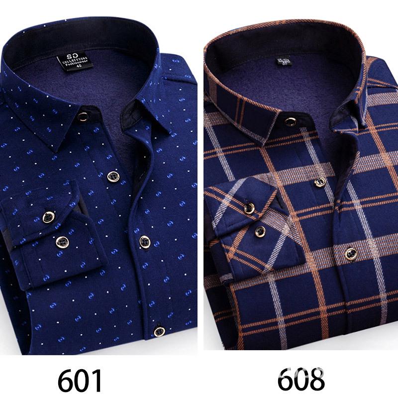 2024 Herren Kariertes Langarm Dickes Warmes Hemd für Herbst und Winter