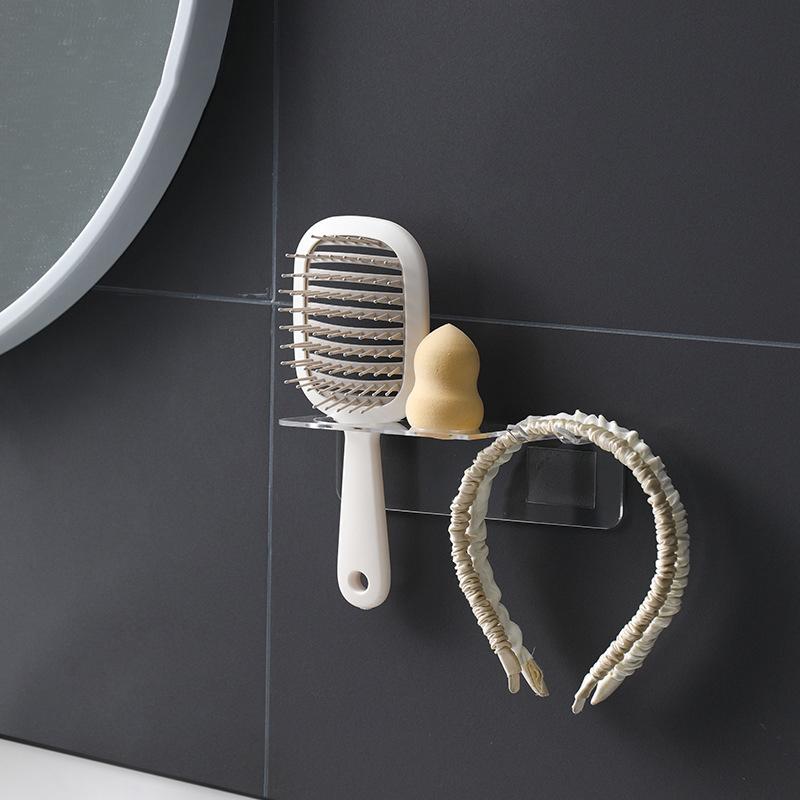 Multifunctional Acrylic Bathroom Comb Holder Wall-Mounted No-Drill Storage Rack Clear Transparent Organizer For Hair