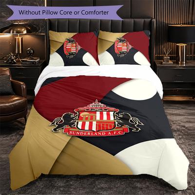 Sunderland Football 3 Piece Bedding Set Soft Duvet Cover Set with Pillowcases Printed Bedroom Decor Set for Home