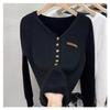 Women's Integrated Velvet V-neck Sweater for Autumn and Winter with Plush and Thickened Slim Knitted Base Sweater